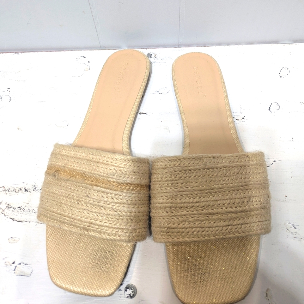 Bamboo Square Toe Women's Flat Slide Natural Jute Size 8 - Picture 3 of 5